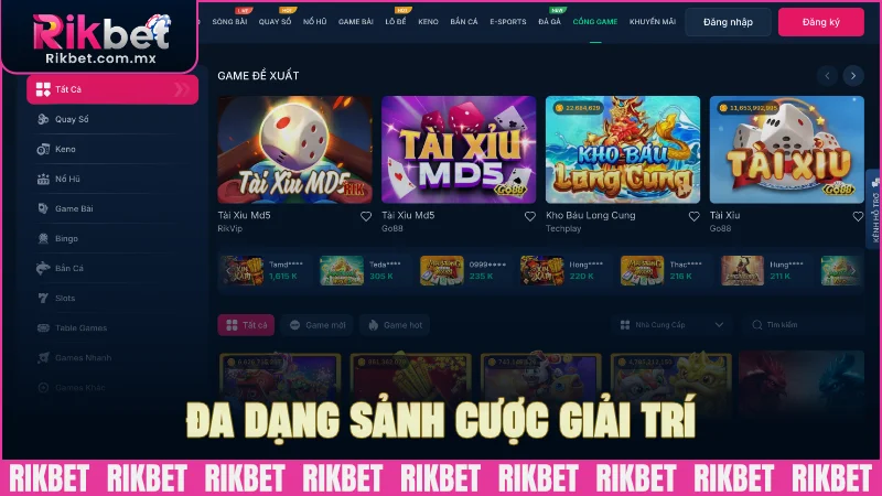 Đa dạng sảnh cược giải trí thoải mái tham gia